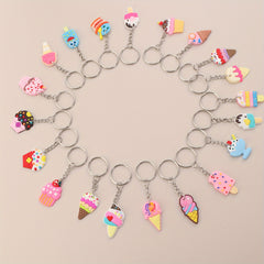 20pcs Cartoon Ice Cream Keychain Key Ring Purse Bag Backpack Car Charm