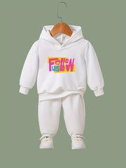 Girls Boys 2pcs Hooded Pullover Pants Set For Spring Fall