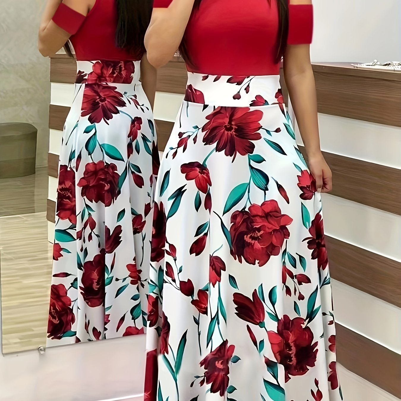  Floral Print Maxi Dress