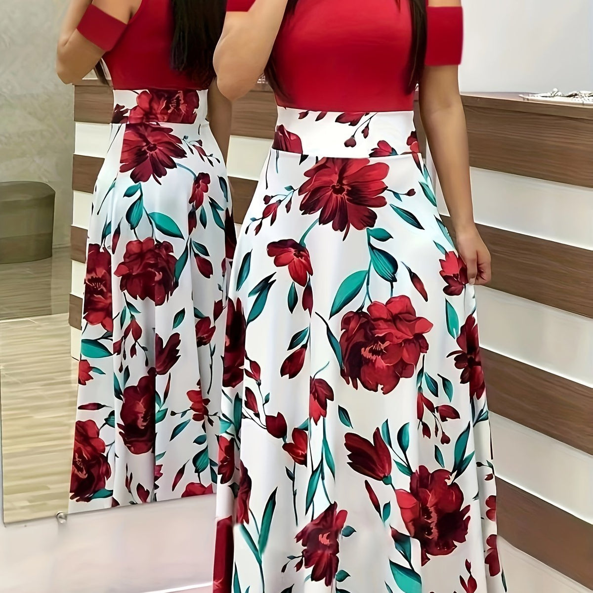  Floral Print Maxi Dress