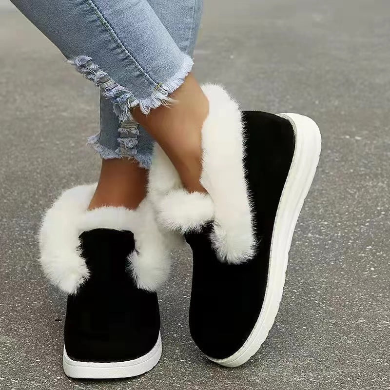 Women's Short Winter Boots Slip On Ankle High Snow Shoes