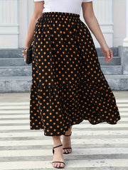  Casual Skirt Women's Plus Dot Print Smock Maxi Skirt
