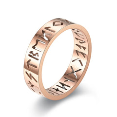 Minimalist Men's Hollow Viking Rune Stainless Steel Ring