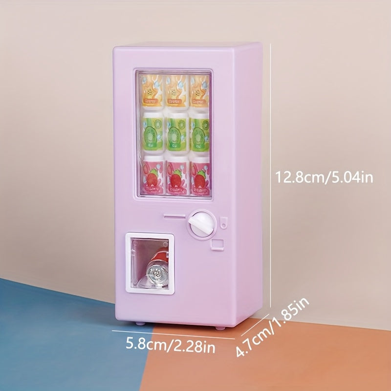 7pcs Set Mini Drink Machine with 6 Cans Easy Topper Doll House Market Decoration
