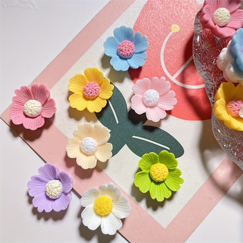28pcs Resin 3D Flower Charm DIY Jewelry Decorations Colorful Embellishments