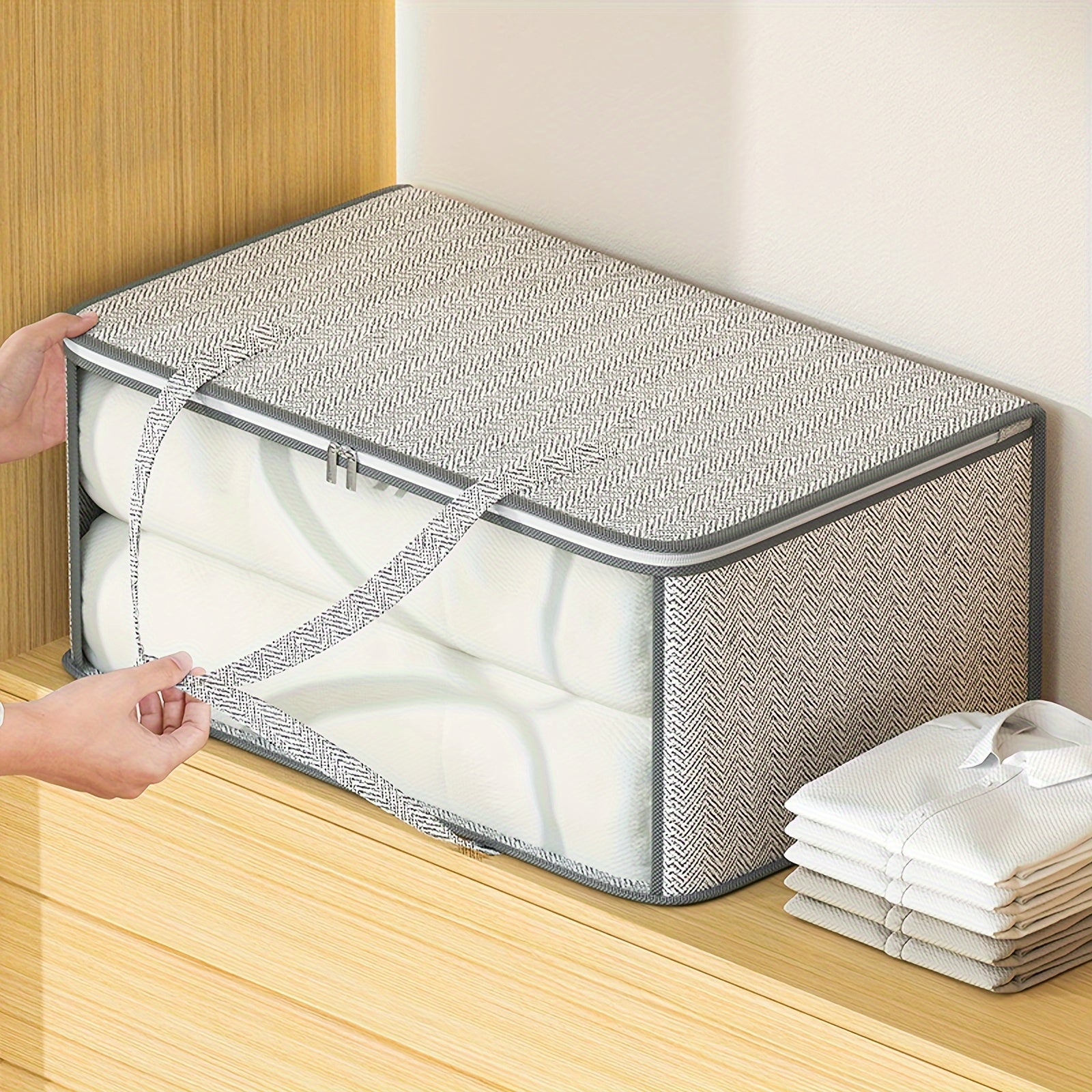 Clothes Storage Bag With Handles Non Woven Fabric Clothes Bag With Window