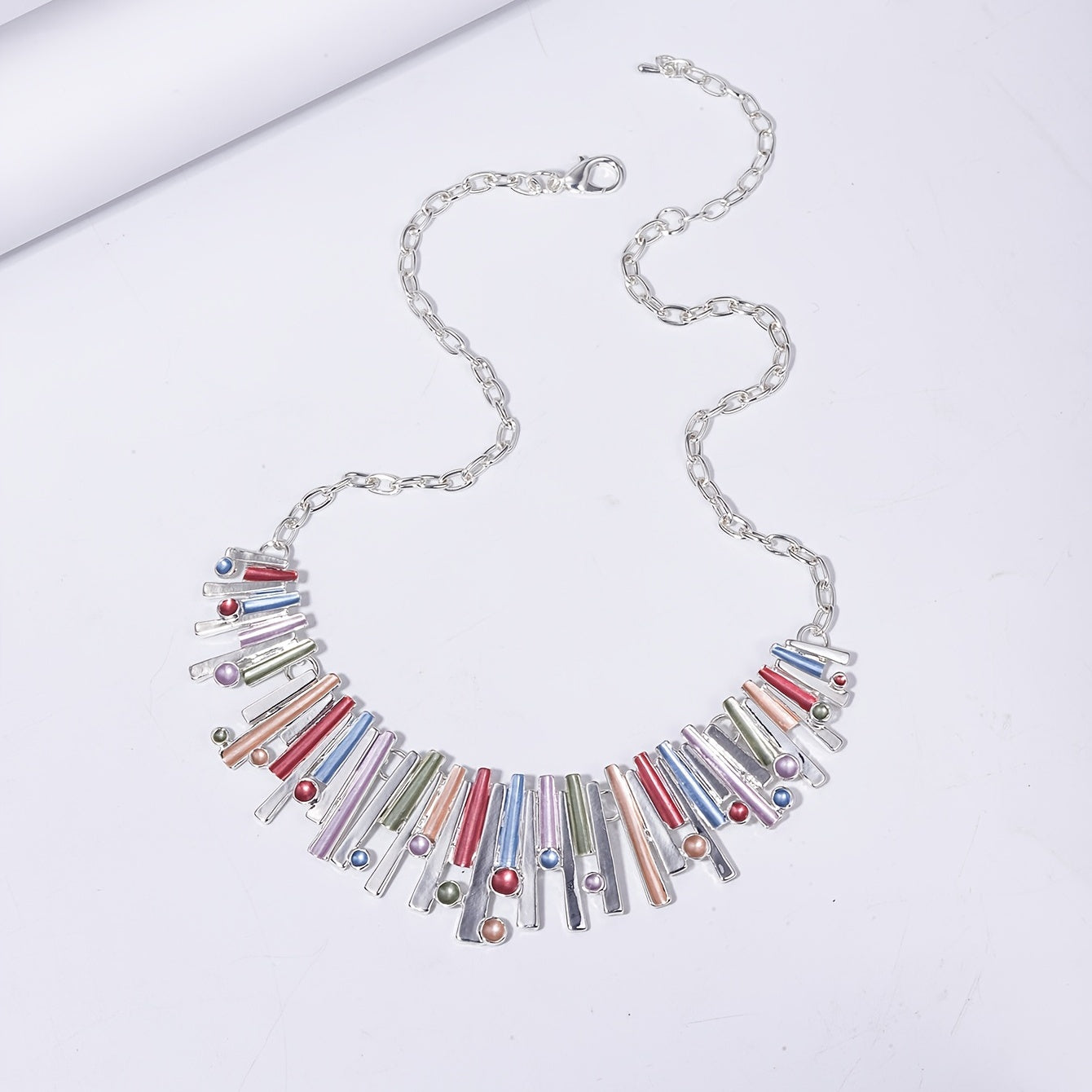 3pcs Silver Plated Geometric Earrings Necklace Set