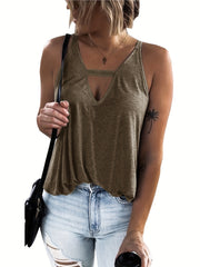 Women's Solid V Neck Tank Top