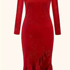  Solid Rhinestone Off Shoulder Bodycon Mermaid Dress