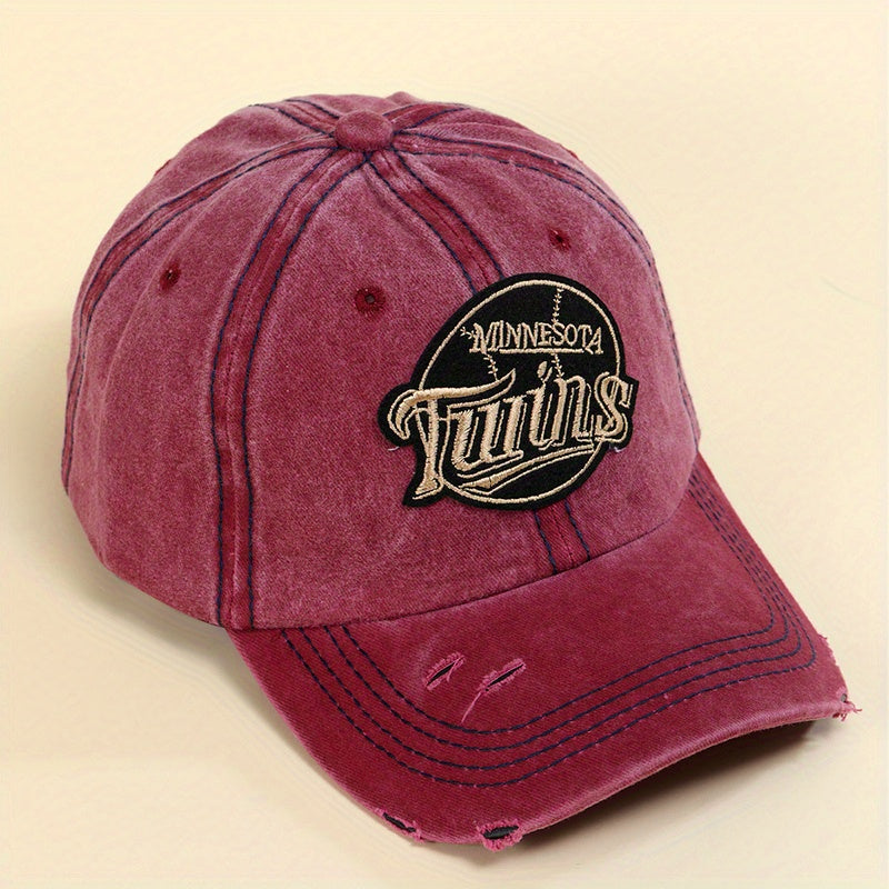 Vintage Ripped Embroidery Baseball Cap Cotton Label Patch Sports Hat