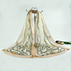 Classic Chain Print Chiffon Scarf Vintage Breathable Shawl Women Casual Head Wra