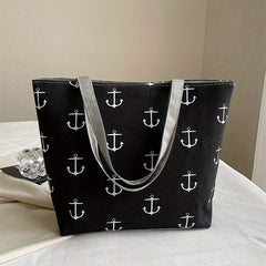 Flower Print Canvas Tote Bag Large Shoulder Bag