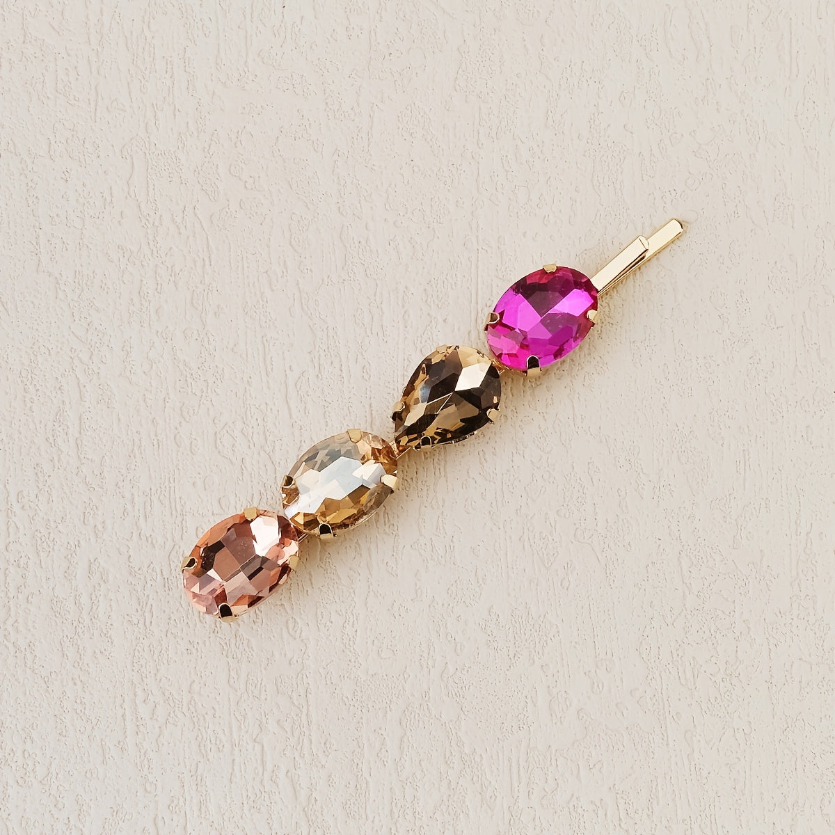 7pcs Colorful Rhinestone Hairpin Golden Hair Clip
