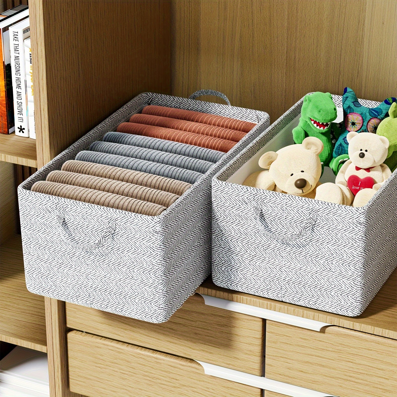 Non-Woven Storage Basket Durable Storage Box Large Capacity for Underwear Socks