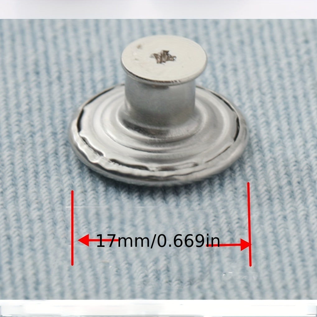 10pcs Seam Button Pins For Jeans 5 Silver 5 Brass Set