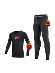 2pcs Toddler Fleece Compression Sets, Cartoon Print Long Sleeve Crew Neck