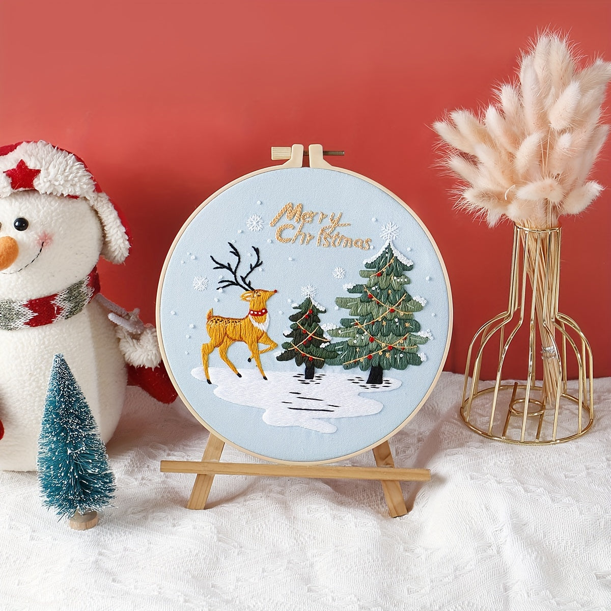 5pcs Embroidery Kit Merry Christmas DIY Adult Beginner Hoop 20 07 Cm