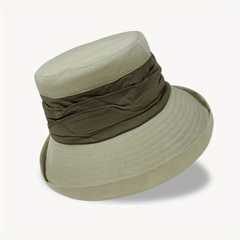 Vintage Block Bucket Hat Rolled Brim Lightweight Classic Basin Hat
