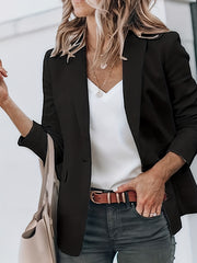  Women's Solid Lapel Collar Slim Fit Blazer