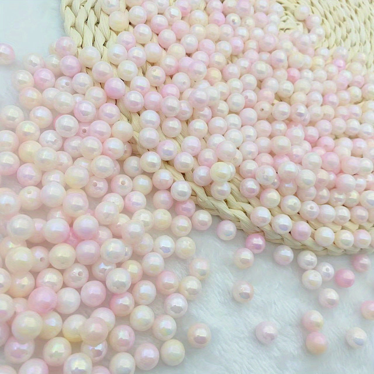30PCS 10MM Pink Gradient Acrylic Round Beads DIY Jewelry Making Crafts