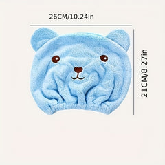 Embroidered Shower Cap & Microfiber Towel Set - Quick Dry Hair Wrap