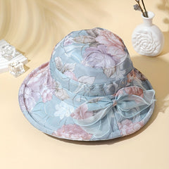 Flower Ribbon Bowknot Bucket Hat for Women