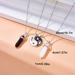 2pcs Taichi Crystal Necklace Hexagonal Chakra Pendants Set