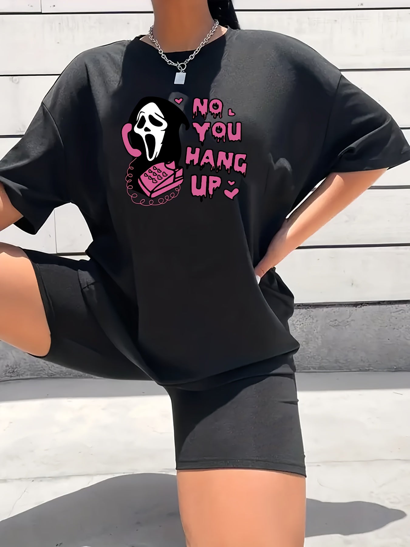  Grim Reaper Print Tee & Shorts Outfit Set