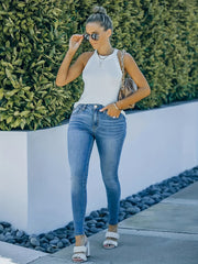  Women's Button Fly Skinny Jeans