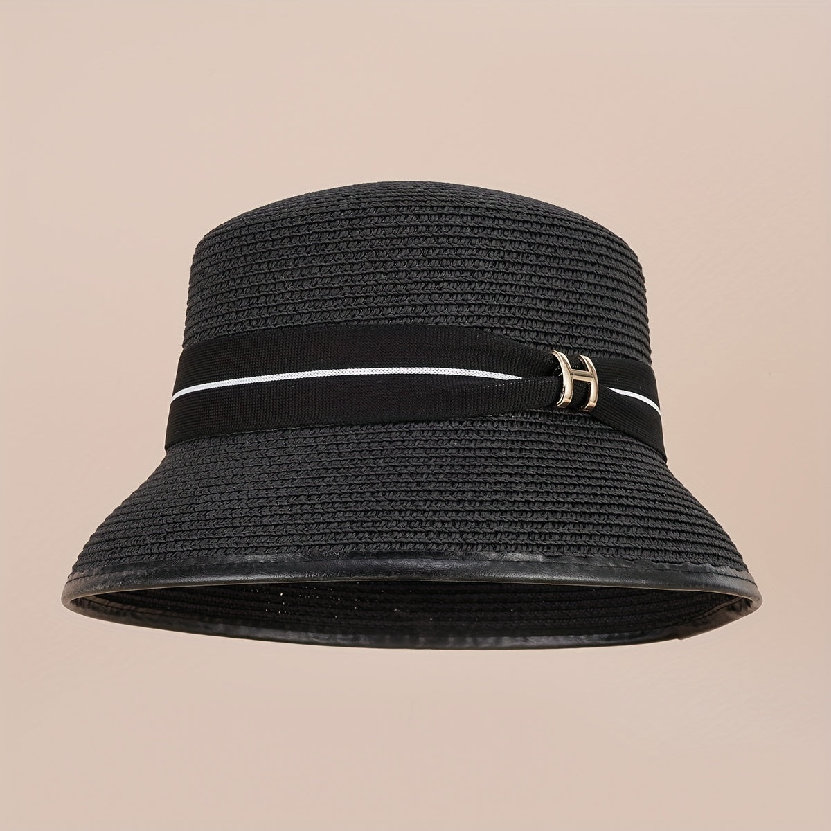 Straw Bucket Hat Strap Decor Classic Sunscreen Basin Hat Women