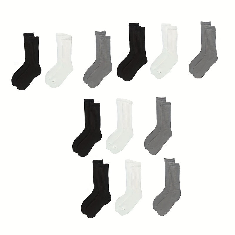 12 Pairs Ribbed Mid Tube Socks Women's Stockings