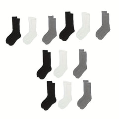 12 Pairs Ribbed Mid Tube Socks Women's Stockings