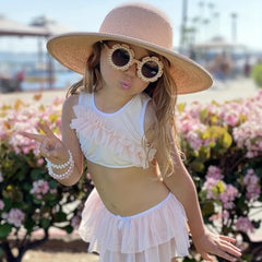 Y2K Flower Frame Faux Pearl Sunglasses UV Protective