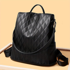 Classic Minimalist Backpack Solid Argyle Pattern Storage Travel Bag