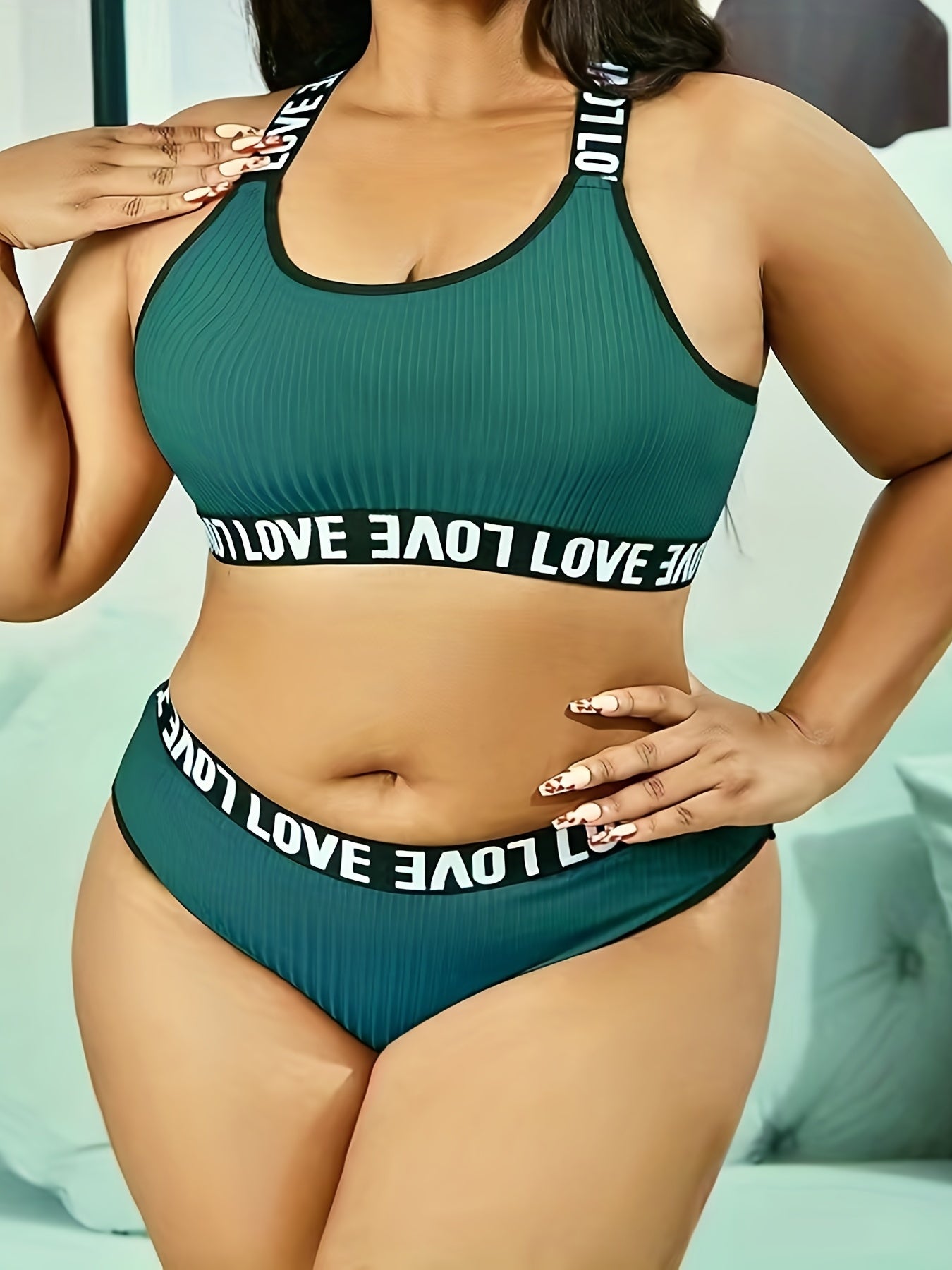  Sports Lingerie Set Criss Cross Bra & Panty Two Piece Set