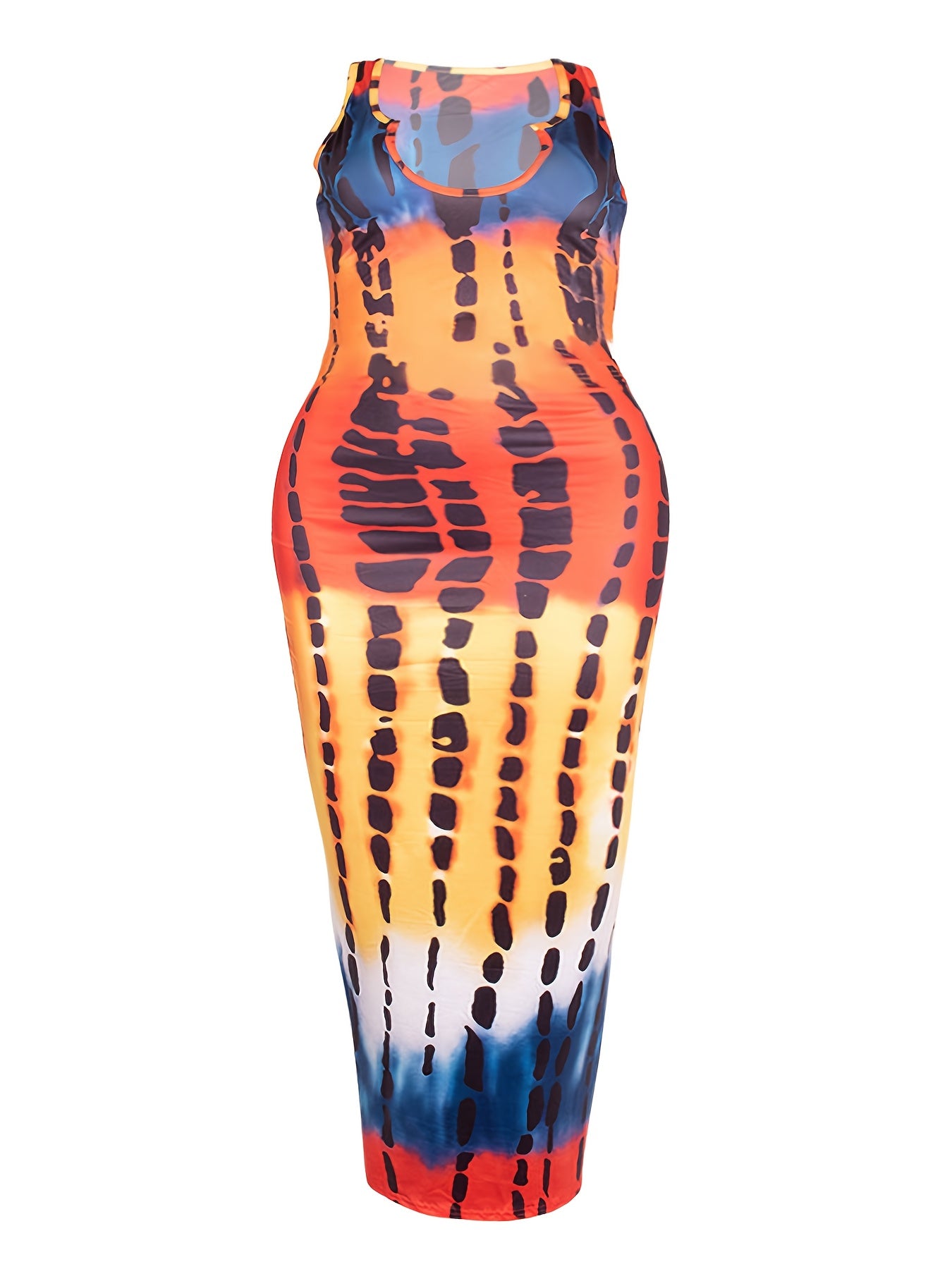  Tie Dye Bodycon Maxi Tank Dress