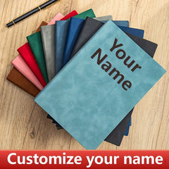 Personalized A5 PU Leather Notebook with Name - Durable & Stylish for Journaling