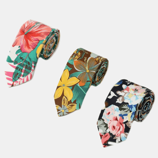Summer College Style Funky Casual Cotton Floral Print Tie