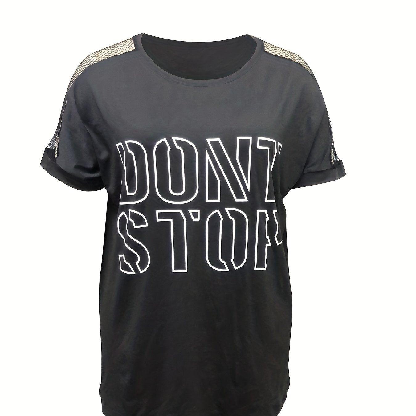  Women's Slogan Print Sports Top