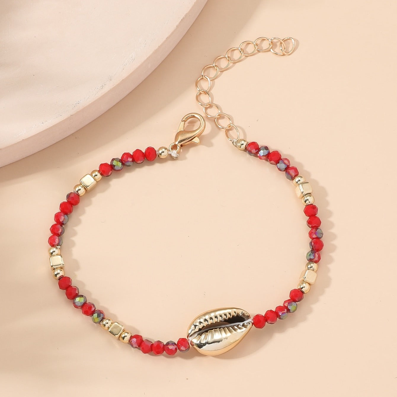 Plated Beaded Crystal Shell Women's Ankle Anklet Jewelry