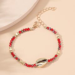 Plated Beaded Crystal Shell Women's Ankle Anklet Jewelry