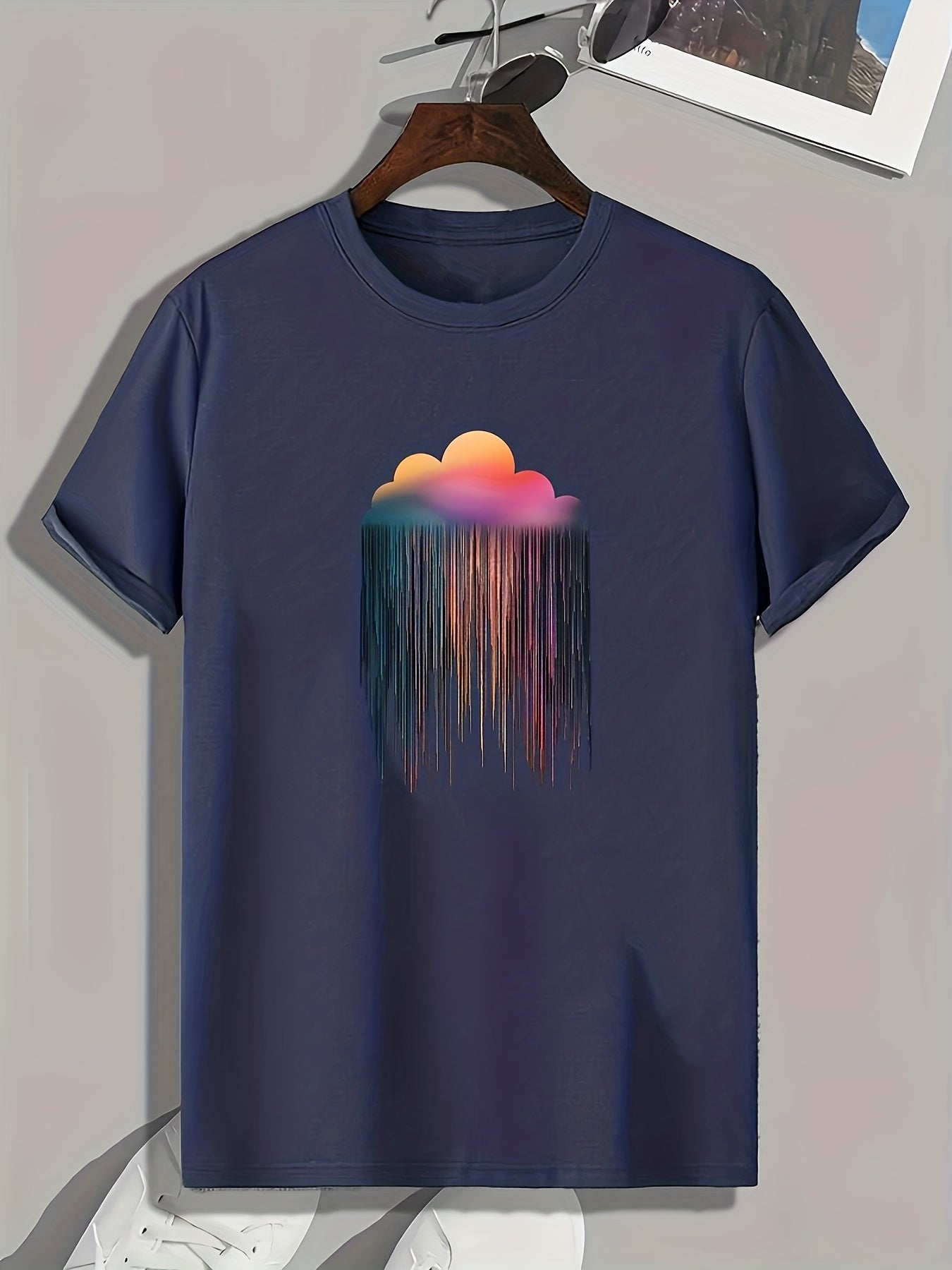 Cloud Pattern Print Men's Comfy Sports Tee Shirt