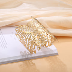 Boho Chunky Bangle Bracelet Hollow Flower Cuff Women Girls Party Accessories
