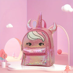Unicorn With Horns Shape Backpack for Girls
