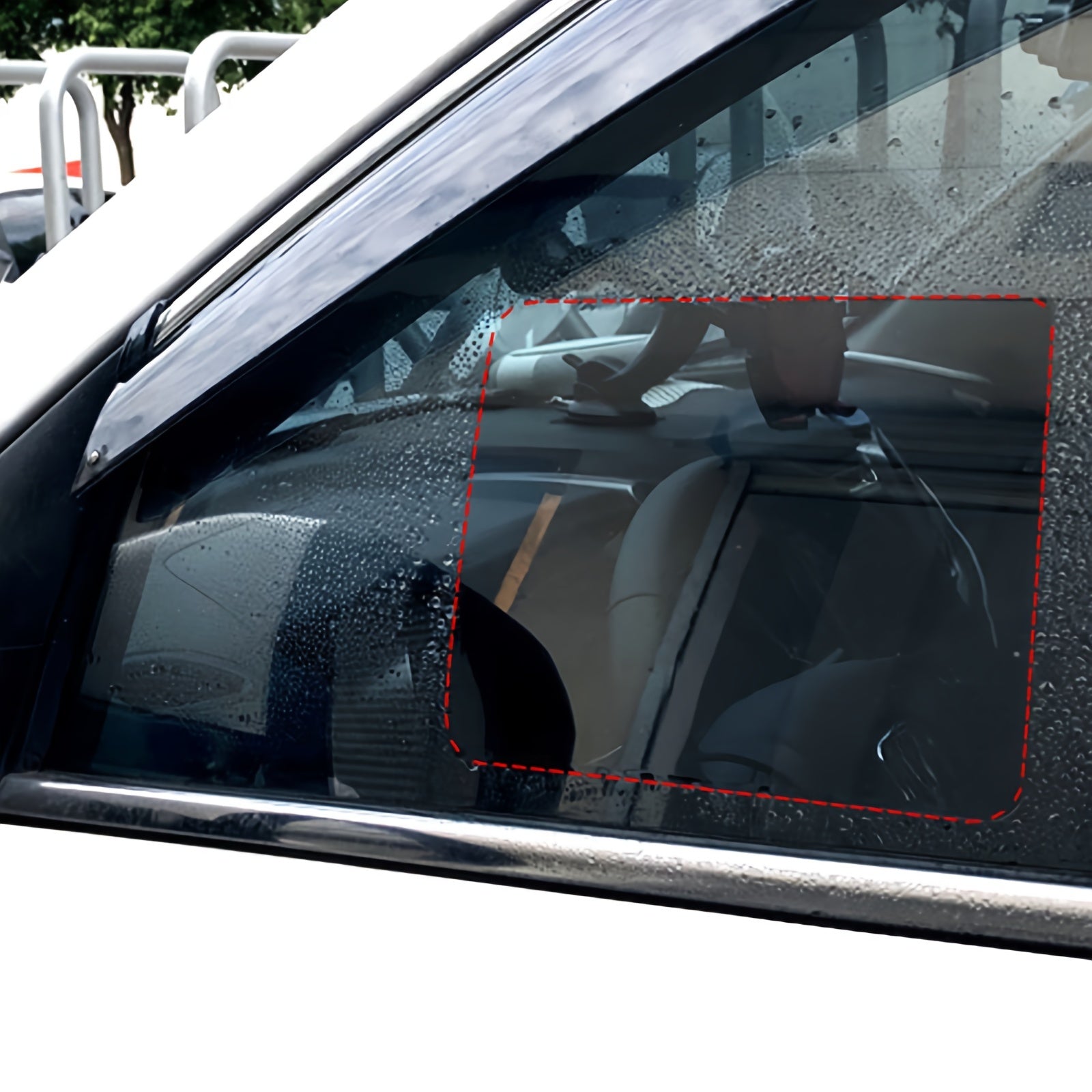 2pcs Car Side Window Film Rainproof Anti Fog Mirror Sticker 16.6 x 29.7in