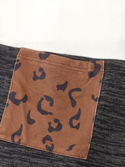  Colorblock Leopard Pattern Cardigan