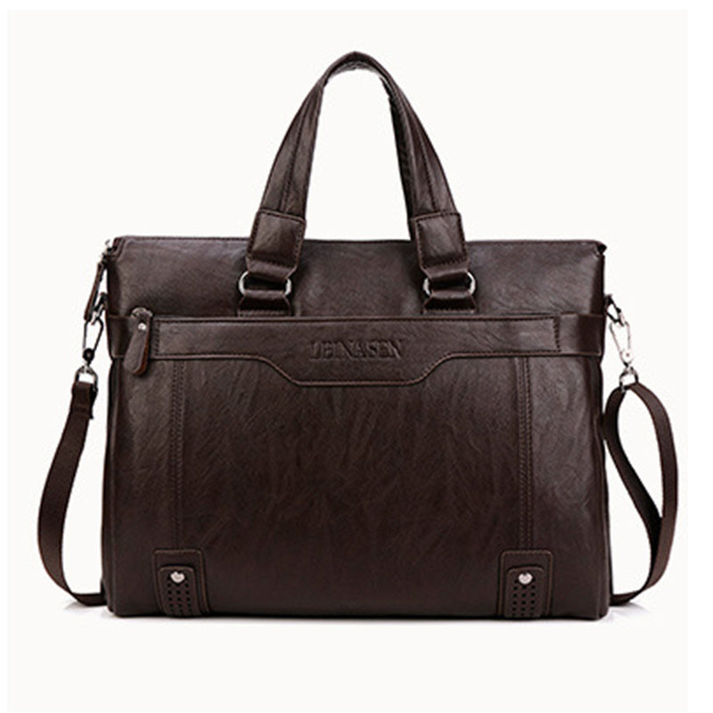 Soft Leather Computer Briefcase Men's Single shoulder Messenger Laptop Briefcase