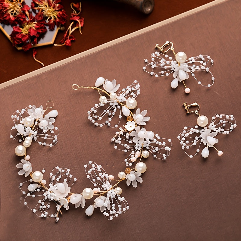 Single Pearl Hair Vine Headband Bridal Wedding Hair Accessory