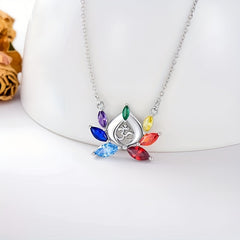 7 Chakra Lotus Pendant Yoga Chakra Healing Stone Necklace