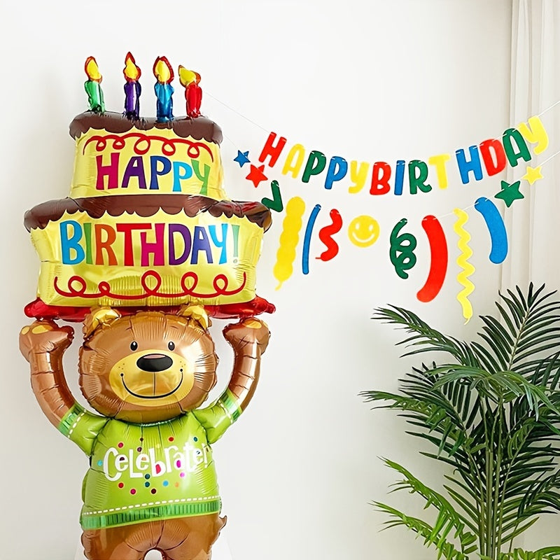 1pc Birthday Party Balloons Bear Cake Balloons & Decoration